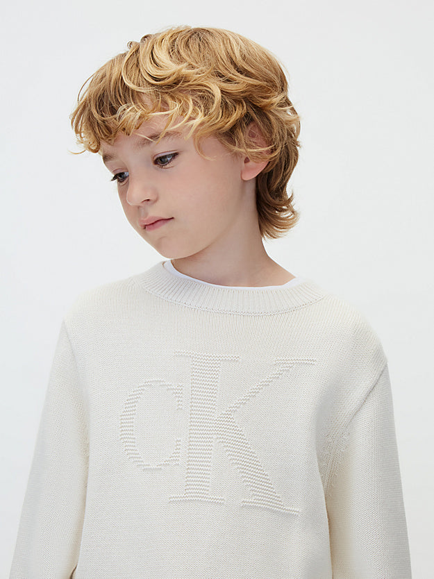 Calvin Klein Maglione bambino in maglia con logo LVCKFJF04B CKS beige