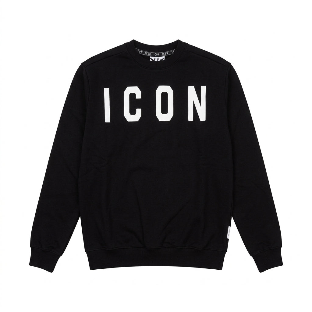 Icon felpa girocollo da uomo Logo Grande IUF008C nero