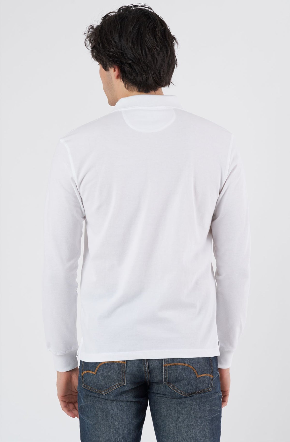 Marina Militare Polo Manica Lunga Uomo MYL0203-009 Bianco | Cotone Piquet Regular Fit