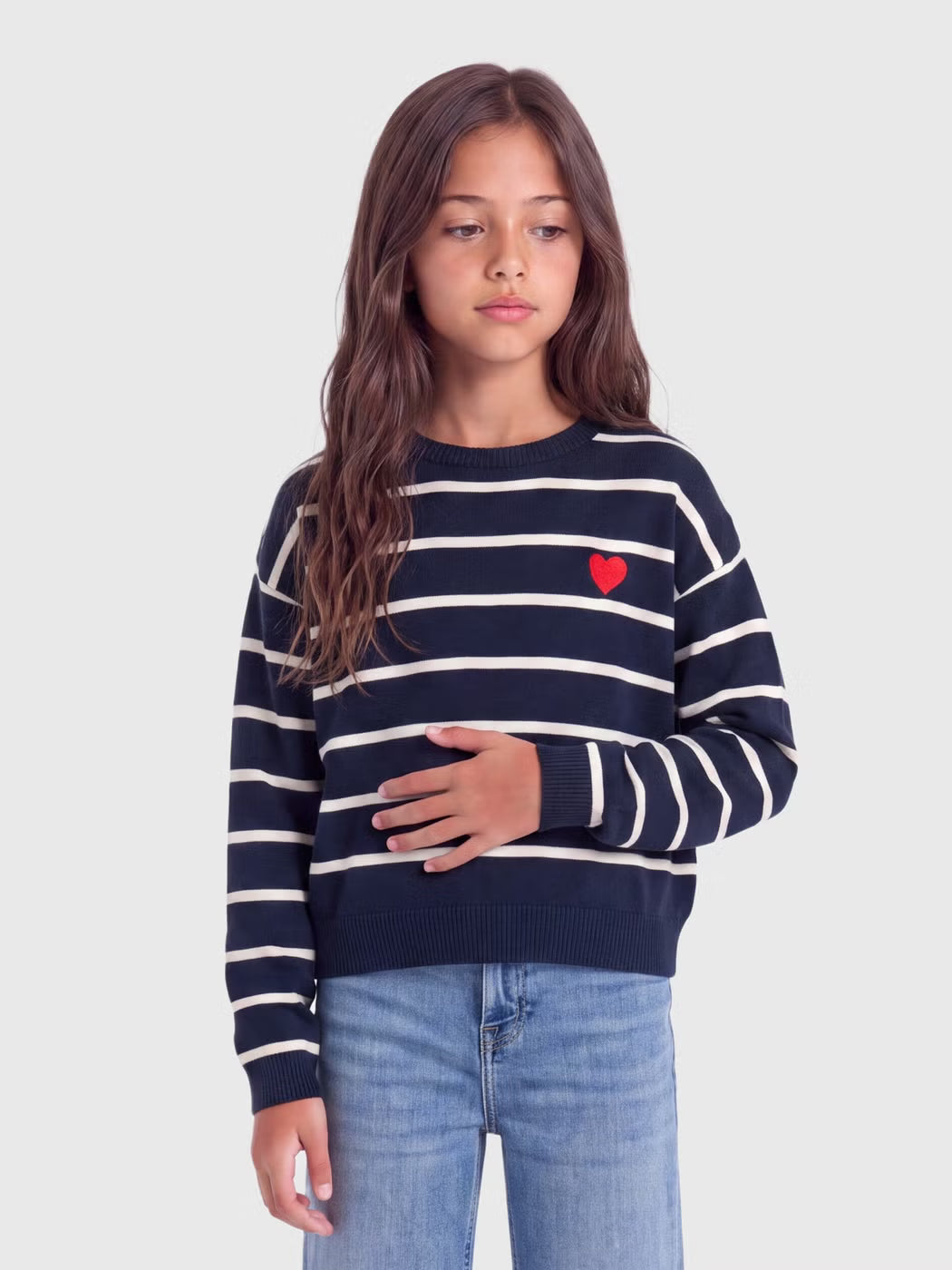 Only maglia girocollo a fasce da ragazza Kogamy 15356425 blu