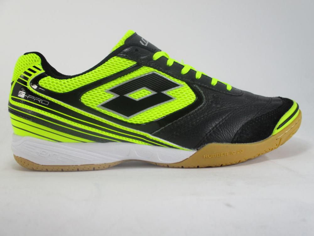 Lotto Tacto II 200 S7180 Uomo Nero Verde - Scarpe Calcetto Indoor Futsal