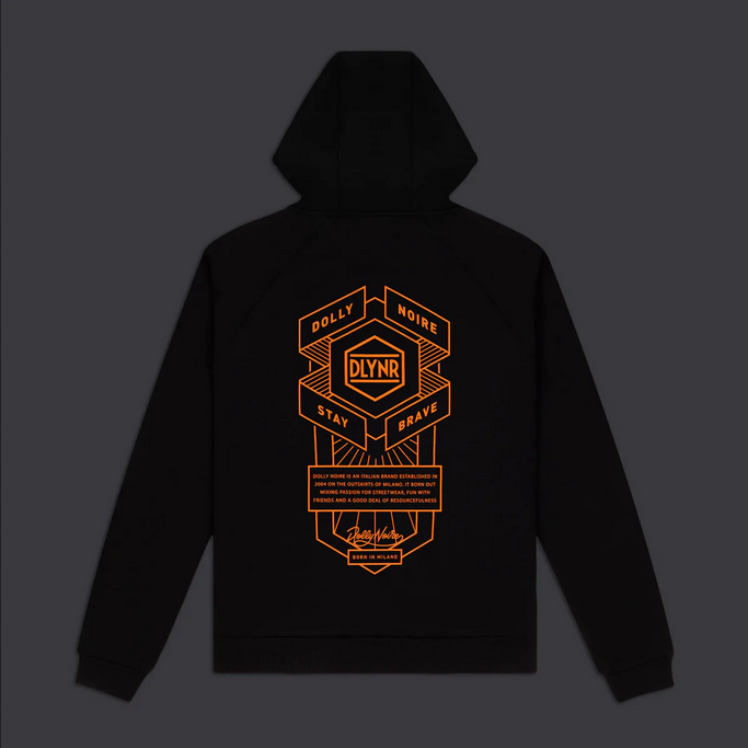 Dolly Noire felpa con cappuccio Corporate 01 Hoodie SW363-SA-01 Black-Orange