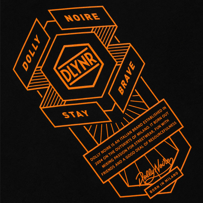 Dolly Noire felpa con cappuccio Corporate 01 Hoodie SW363-SA-01 Black-Orange avanti logo