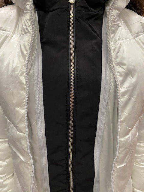 Yes Zee Cappotto Bimba con Cappuccio O006/QVJJ 0101 bianco perla