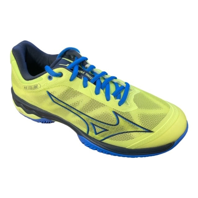 Mizuno scarpa da padel da uomo Wave Exceed Light 61GB222245 giallo limone-blu laterale